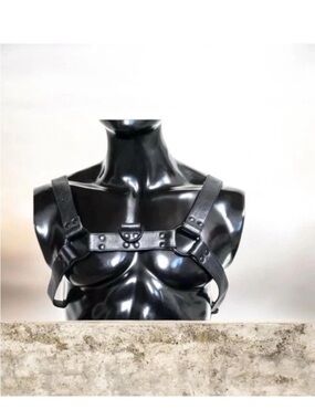Men's Black Leather Chest Harness